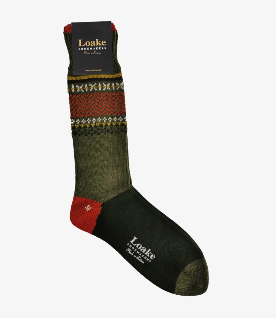 Loake Arran Socks Socken Herren Olivgrün | AT7310906