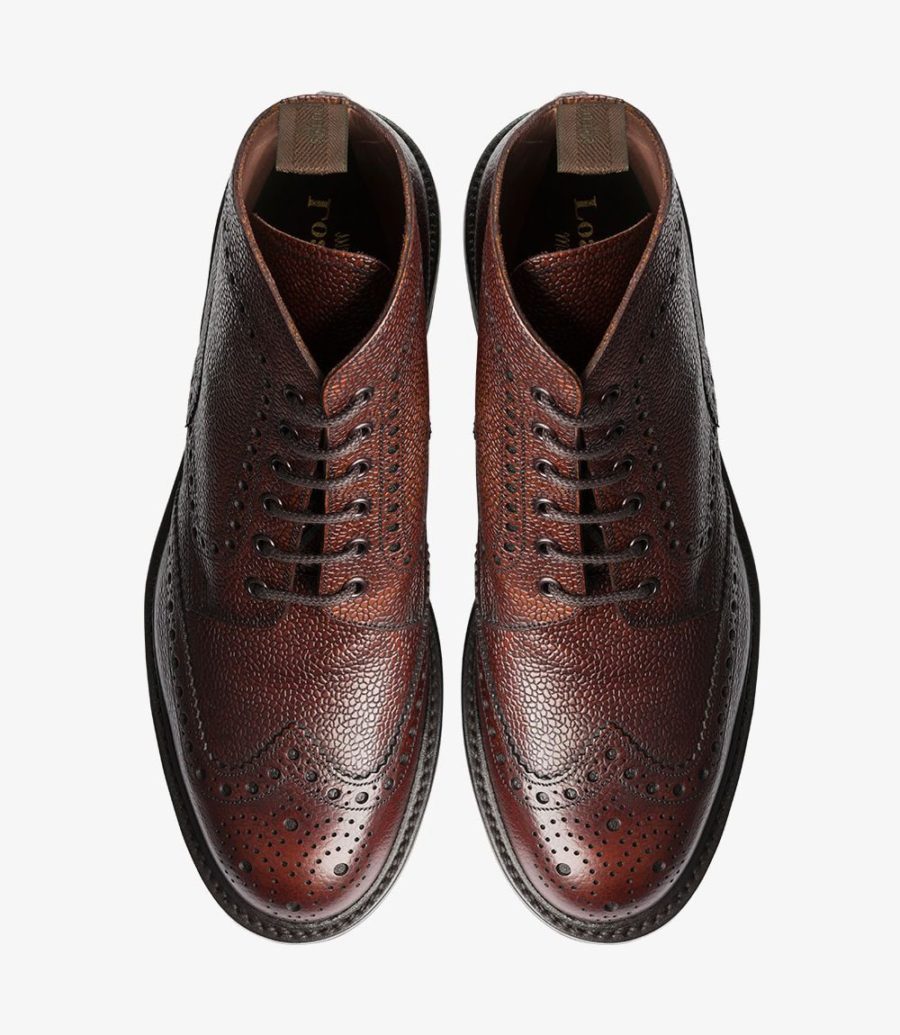 Loake Bedale Brogue Stiefel Herren Oxblood Grain | AT0003467