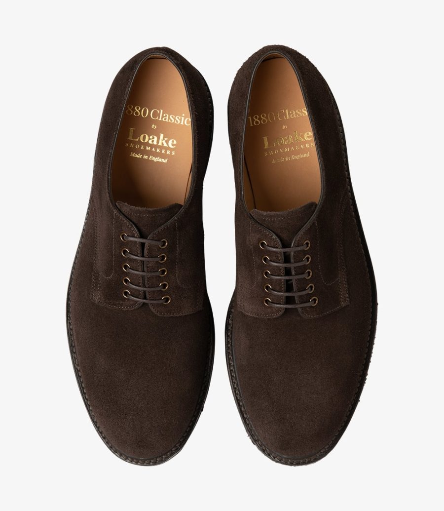 Loake Chichester Chocolate Brown Wildleder Plain-tie Derby Schuhe Herren Schokolade Braun | AT2621287