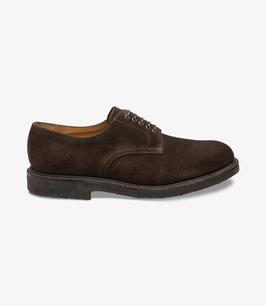 Loake Chichester Chocolate Brown Wildleder Plain-tie Derby Schuhe Herren Schokolade Braun | AT2621287