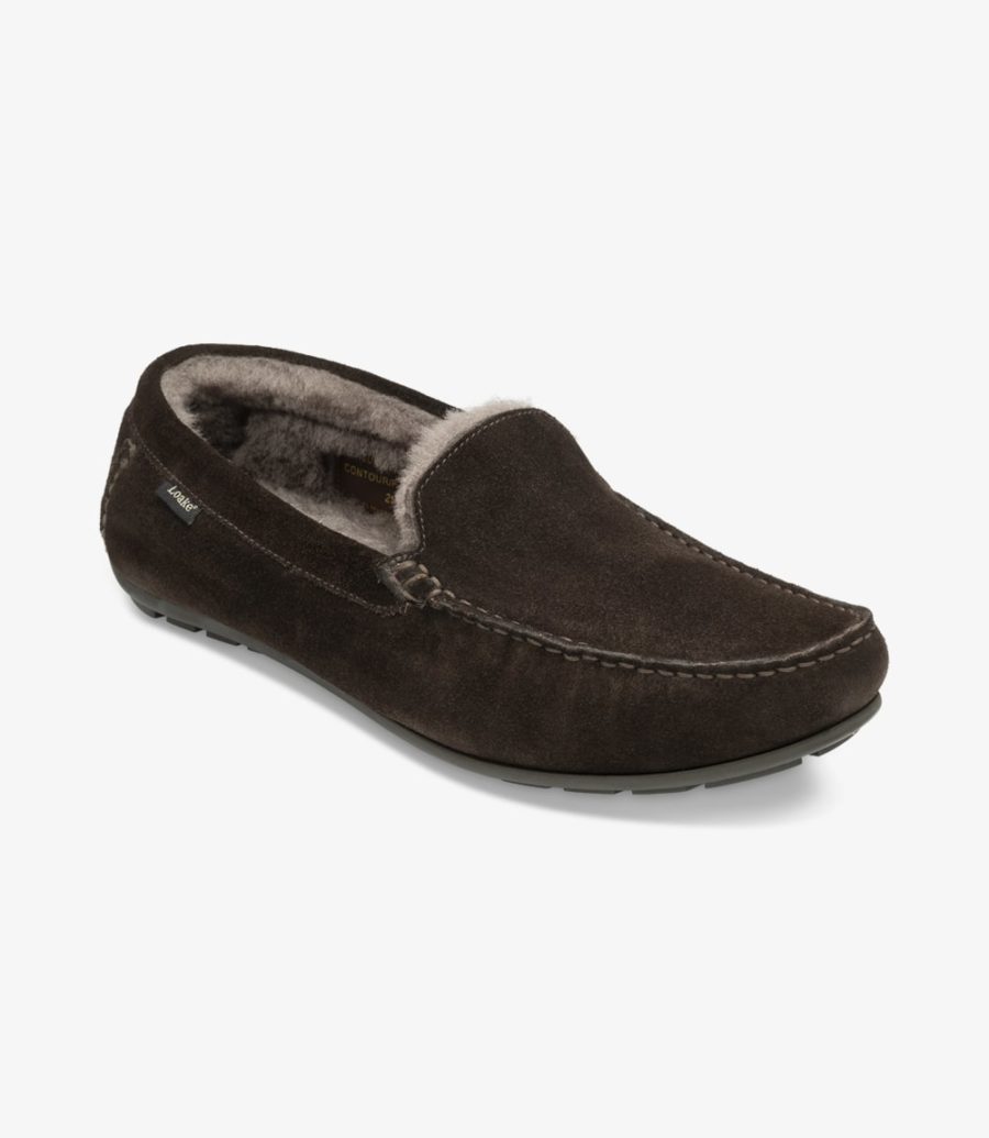 Loake Guards Dark Brown Wildleder Hausschuhe Hausschuhe Herren Dunkelbraun | AT4588573