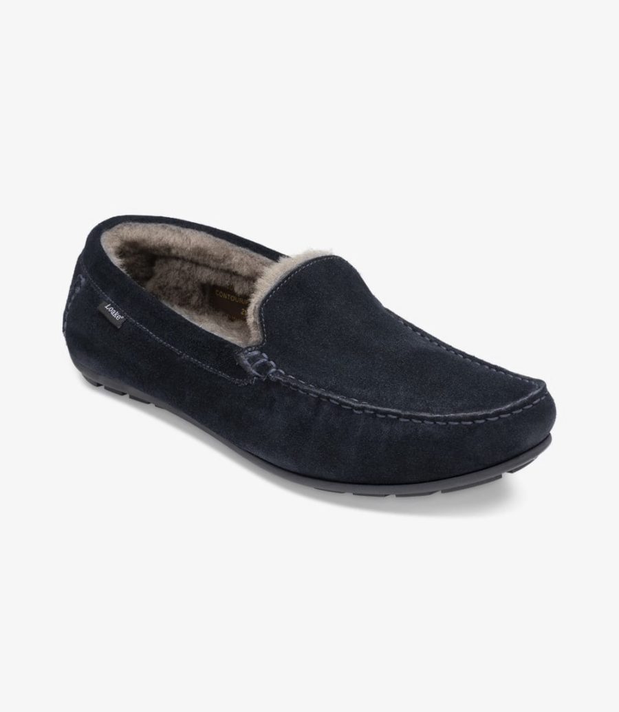 Loake Guards Wildleder Hausschuhe Hausschuhe Herren Navy | AT2943416