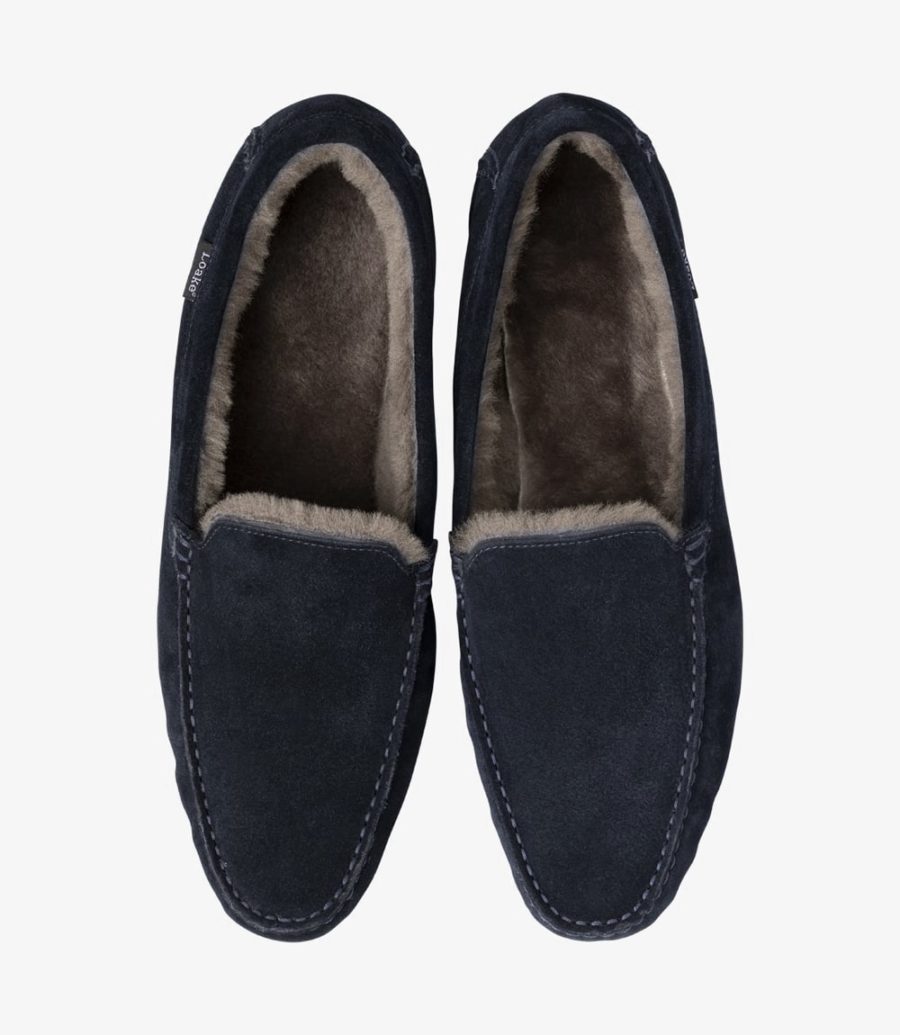 Loake Guards Wildleder Hausschuhe Hausschuhe Herren Navy | AT2943416