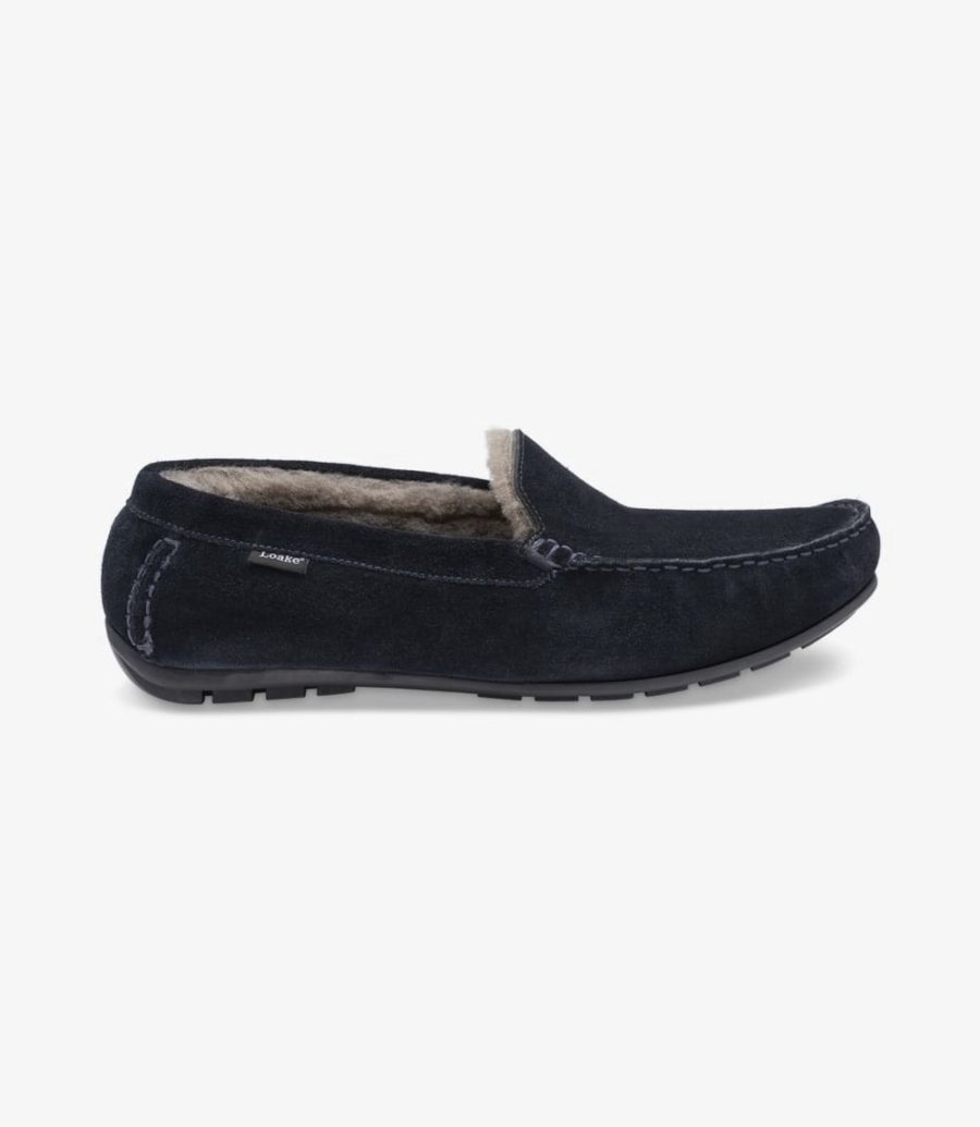 Loake Guards Wildleder Hausschuhe Hausschuhe Herren Navy | AT2943416