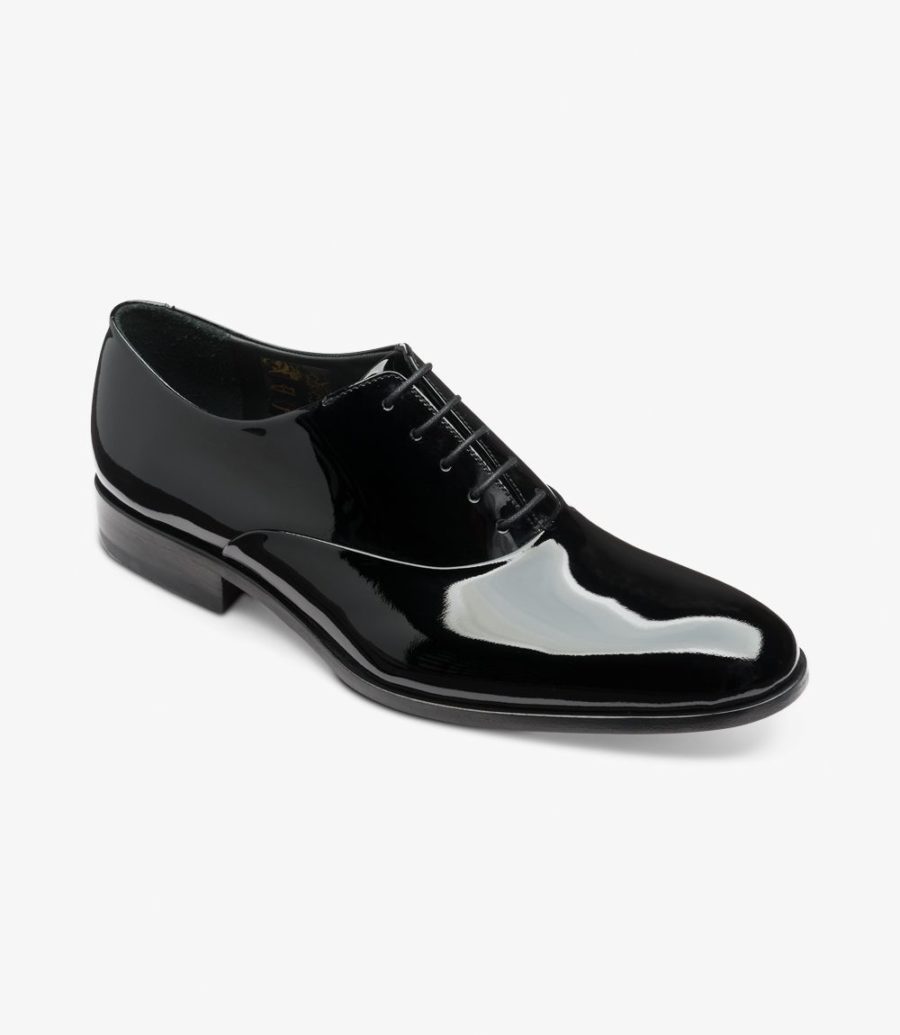 Loake Lack Plain Tie Derby Schuhe Herren Schwarz | AT3646903