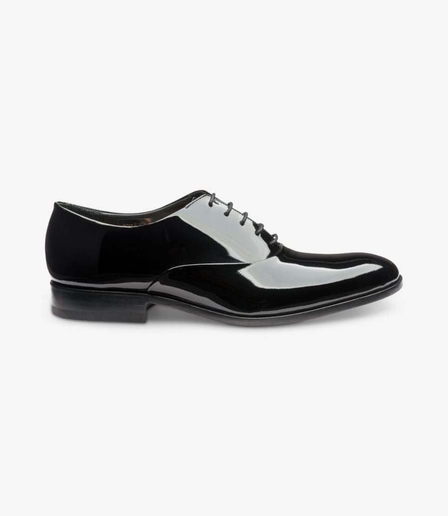 Loake Lack Plain Tie Derby Schuhe Herren Schwarz | AT3646903