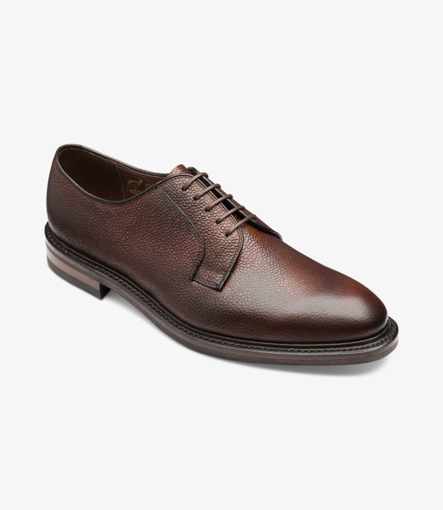 Loake Troon Plain Tie Derby Schuhe Herren Rosewood Grain | AT4528793