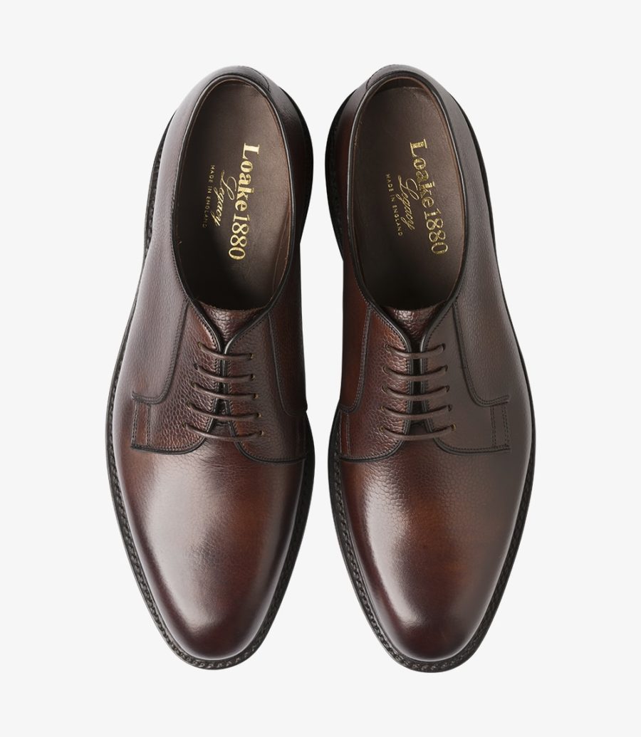 Loake Troon Plain Tie Derby Schuhe Herren Rosewood Grain | AT4528793