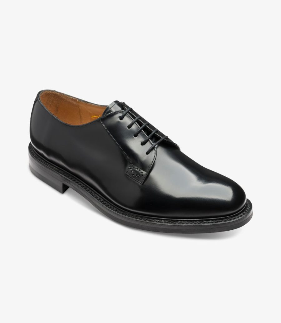 Loake Waverley Plain Tie Derby Schuhe Herren Schwarz | AT2418543