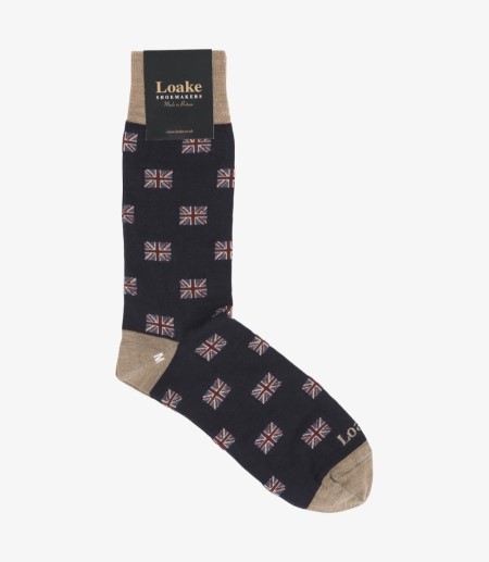 Loake Union Jack Socks Socken Herren Navy | AT9077619